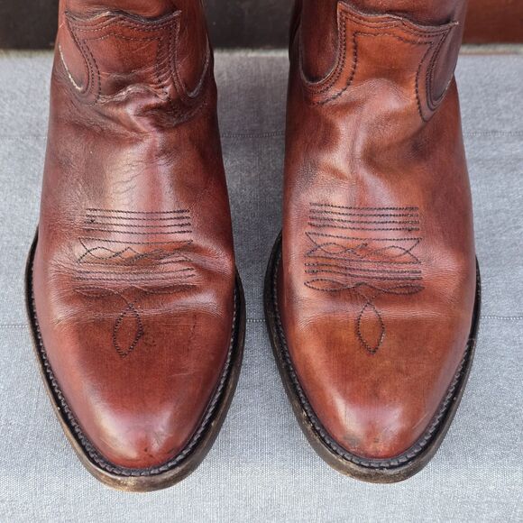 Frye 2356 Oxblood Brown Leather Western Cowboy Boots Men Size 10.5 D Made In USA main image 9